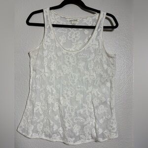 Lucky Brand Rayon Ivory Lace Embroidered Camisole. Coquette, Feminine. Size M.